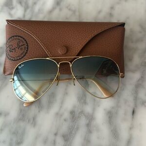 COPY - Ray Ban gold aviators with blue gradient lens